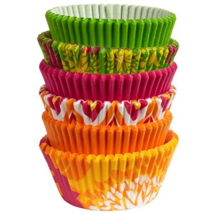 Neon florals baking cups