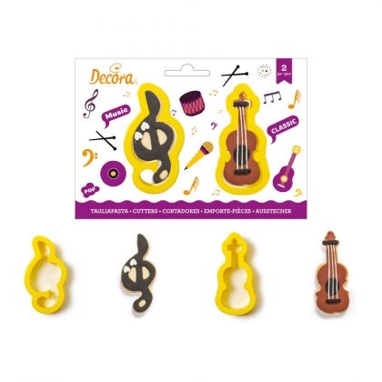 TREBLE CLEF AND VIOLIN PLASTIC COOKIE CUTTERS SET OF 2