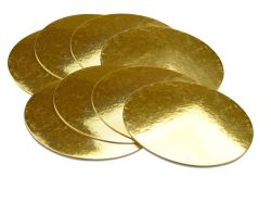 Комплект тънки кръгли подложки за торта - злато - мукава - 2,5мм дебелина -  Ф28 - 5 бр. опаковка