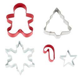 WILTON Giftbox With 5 Christmas Metal Cookie Cutters