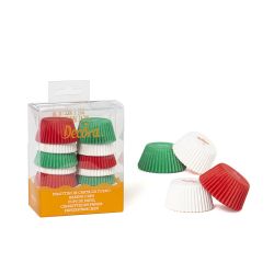 200 WHITE RED GREEN BAKING CUPS 32 X 22 MM