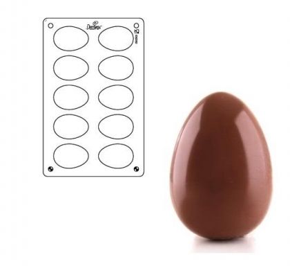 Поликарбонатен молд за шоколад - Яйце 60x42 30gr -  10 гнезда
