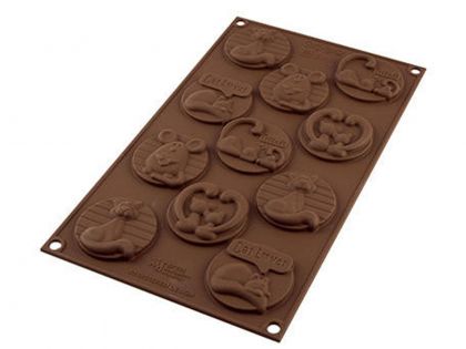 Silikomart Силиконова форма  за шоколадчета - Котки Ф5,5 - 11 гнезда