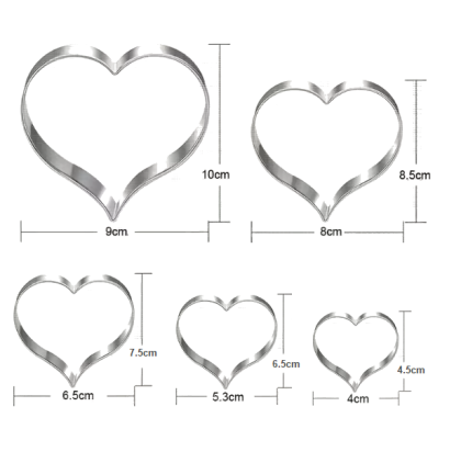 Комплект 5  метални резеца - СЪРЦА