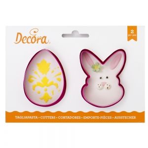 EGG AND BUNNY FACE PLASTIC CUTTERS SET OF 2 8/9 X H 2,2 CM