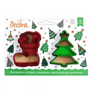 CHRISTMAS TREE AND BOOT COOKIE CUTTER SET OF 2 8/6 XH 2.2 CM 