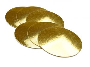 Тънка кръгла подложка за торта - злато  - мукава