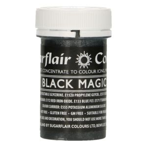 Sugarflair Paste Colour  - концентрирана боя БЛЯСКАВА ЧЕРНА МАГИЯ  -  SATIN BLACK MAGIC